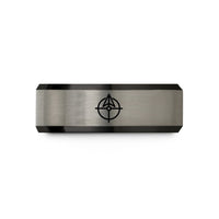holiday gifts for mothers – black & silver tungsten north arrow wedding band