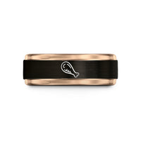 unique gift ideas her – black & rose gold tungsten chicken wing wedding band