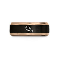 best holiday gifts – black & rose gold tungsten chicken wing wedding band