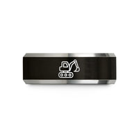 best gifts for women – black & silver tungsten mini excavator wedding band