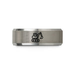 unique presents for her – black & silver tungsten mini excavator wedding band