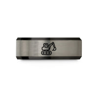 early gift ideas woman – black & grey tungsten mini excavator wedding band