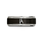romantic Christmas gift ideas – black & blue & grey tungsten ruler compass wedding band