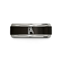 romantic Christmas gift ideas – black & blue & grey tungsten ruler compass wedding band