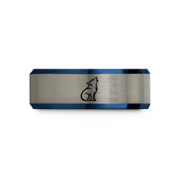 unique gifts for wife – black & blue & gray tungsten wolf spirit howling wedding band