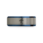 engraved gifts for her – black & blue & gray tungsten box jump wedding band