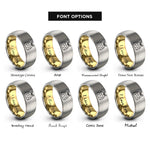 font options for inside engraving on gold & grey christmas pudding rings