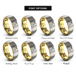 font options for inside engraving on gold & grey christmas pudding rings