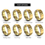 font options for inside engraving on gold & gray christmas pudding rings