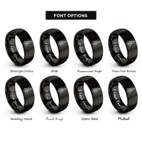 font options for inside engraving on black christmas tree rings