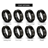 font options for inside engraving on black christmas tree rings