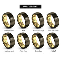 font options for inside engraving on gunmetal & gold christmas tree rings