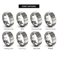 font options for inside engraving on grey chromosome rings