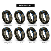 font options for inside engraving on gunmetal & blue chromosome rings