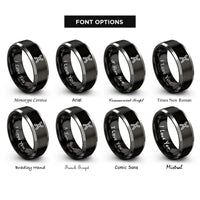 font options for inside engraving on black & silver chromosome x rings