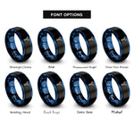 font options for inside engraving on black & blue chromosome y rings
