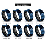 font options for inside engraving on black & blue chromosome y rings