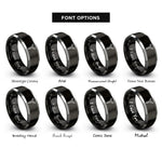 font options for inside engraving on black & silver chromosome y rings
