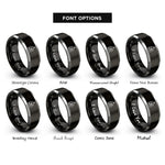 font options for inside engraving on black & silver church notes rings