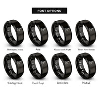 font options for inside engraving on black church notes rings