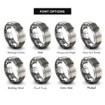 font options for inside engraving on silver church notes rings
