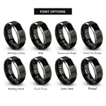 font options for inside engraving on black & silver church silhouette rings