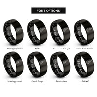 font options for inside engraving on black church steeple rings