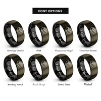 font options for inside engraving on gunmetal & black cinder block rings