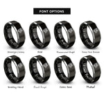font options for inside engraving on black & grey cinema projector rings