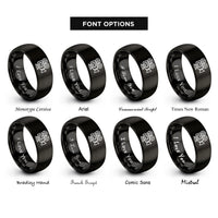 font options for inside engraving on black cinema projector rings