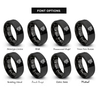 font options for inside engraving on black cinema projector rings