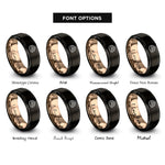 font options for inside engraving on black & rose gold cinnamon roll rings
