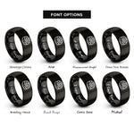 font options for inside engraving on black cinnamon roll rings