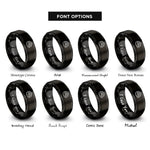 font options for inside engraving on black cinnamon roll rings