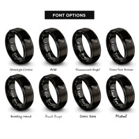 font options for inside engraving on black cinnamon stick rings