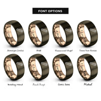 font options for inside engraving on gunmetal & rose gold cinnamon stick rings