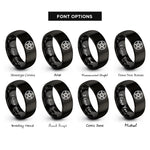 font options for inside engraving on black circle altar pentacle rings