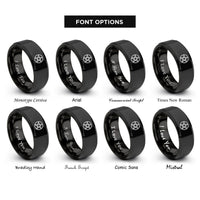 font options for inside engraving on black circle altar pentacle rings