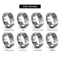 font options for inside engraving on grey circle altar pentacle rings