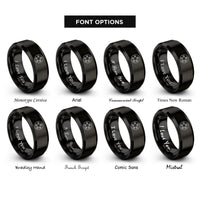 font options for inside engraving on black circle badge stars rings
