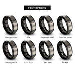 font options for inside engraving on black & silver circle cookie cutter rings