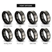 font options for inside engraving on black & silver circle cookie cutter rings