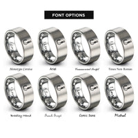 font options for inside engraving on gray circle hook knot rings