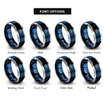font options for inside engraving on blue & gray circle segment rings