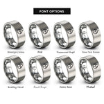 font options for inside engraving on silver circle segment rings