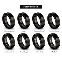 font options for inside engraving on black circle topo lines rings