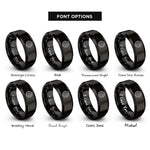 font options for inside engraving on black circle topo lines rings