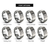 font options for inside engraving on grey circle topo lines rings