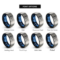 font options for inside engraving on black & blue & gray circle track rings