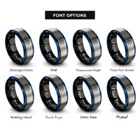 font options for inside engraving on black & blue & grey circle track rings
